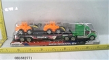 OBL682771 - 实色惯性拖头平板载二只滑行工程车
