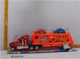 OBL682791 - 喷漆惯性拖头栏载四只滑行甲虫警车（车头红蓝黑）