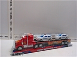 OBL682811 - 实色惯性拖头平板载2只滑行警车