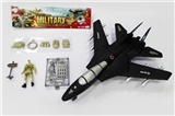 OBL688126 - Military suit/taxiing aircraft (package two button batteries, strip light, sound), soldiers and acce