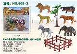 OBL701104 - Bag of PVC clip six solid animal 2 trees 4 enclosures