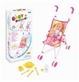 OBL710470 - 14 4-tone dolls and baby strollers and Cutlery