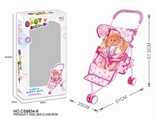 OBL710486 - Baby sunshade trolley and 14 4-tone doll