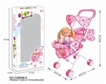 OBL710510 - Baby sunshade trolley and 14 4-tone doll