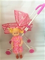 OBL711383 - Red iron toy cart with dolls