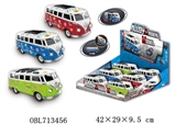 OBL713456 - 印花回力合金巴士3开门带灯光声音包电