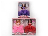 OBL715075 - 高挡盒11.5寸12关节3D真眼珠实身婚纱公主芭比带手提包带胸挂3款混装