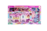 OBL717496 - Three villas set (with light bell dog sound in 2 aa package not electricity, 7 colour droplight pack