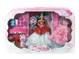 OBL718275 - 11.5 -inch 12 joint 3 d eyes dress barbie wears crown with big wedding dress and accessories