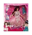 OBL718296 - 11.5 inch 12 joint wedding dress barbie with bag, an umbrella