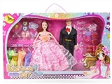 OBL719777 - 高档镭射中盒装11.5寸实身婚纱夫妻芭比带衣服配件