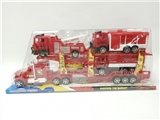 OBL721827 - Solid color inertia double slide trailer three fire engines