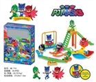 OBL722672 - A little masked man play house swing with three people