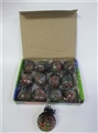 OBL724740 - 盒装12粒6cm黑网彩珠球