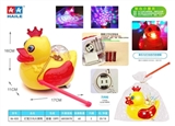 OBL774725 - 电动万向满天星3D炫彩旋转投影欢乐大黄鸭手提灯笼(音乐+6灯)