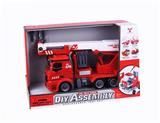 OBL806103 - 1:12DIY可拆装积木惯性消防车(4键声光、喷水)