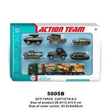 OBL806646 - 滑行合金平拖头货柜+6军事车