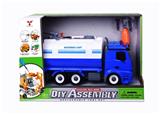 OBL809268 - 1:12DIY可拆装积木惯性环卫车(带4键声光可喷水)