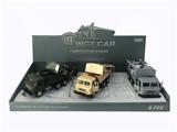 OBL809342 - 方头开门回力军卡运输车（展示盒6只）军绿/土黄/灰色三色混带灯光音乐（包3*AG3）