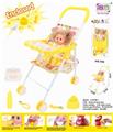 OBL813474 - Baby iron handcart and 12 doll (baby drink water to pee, with bottle, toilet, diaper, mirror and comb)