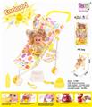 OBL813476 - Baby iron handcart and 12 doll (baby drink water to pee, with bottle, toilet, diaper, mirror and comb)