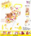 OBL813478 - Baby iron handcart and 12 doll (baby drink water to pee, with bottle, toilet, diaper, mirror and comb)