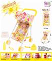 OBL813482 - Baby iron handcart and 12 doll (baby drink water to pee, with bottle, toilet, diaper, mirror and comb)