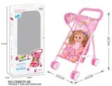 OBL813495 - Baby sunshade trolley and 14 4-tone Doll (pink iron)