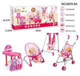 OBL813509 - 4 times combination (iron cart, swing, rocking chair, ironing board) 14 "IC doll