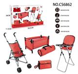 OBL813515 - Combination five piece set (plastic cart, bed, dining chair, schoolbag, handbag)