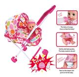 OBL813551 - 12 doll and sunshade baby stroller (plastic)