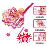 OBL813552 - 14 doll and sunshade baby stroller (plastic)