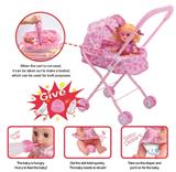 OBL813580 - 14" doll 2-in-1 baby sunshade trolley (doll drinks water and pees, with bottle, toilet and urine is not wet)