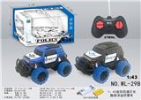 OBL814039 - 1:43迷你四通灯光酷路泽遥控警车包电(2AA+USB充电座)