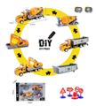 OBL815676 - DIY城市工程系列 - 1:48长头回力工程车配路标 (搅拌车/挖掘机/自卸车)