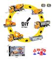 OBL815679 - DIY城市工程系列 - 1:48合金平头回力工程车配路标 (搅拌车/挖掘机/自卸车)