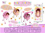 OBL819802 - 12 IC doll and baby sunshade trolley (with handbag, mirror and comb) in three colors
