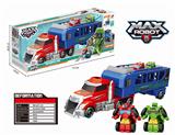 OBL824092 - Red big tractor + carriage + one flash deformation vehicle