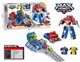 OBL824101 - Red large deformation tractor + carriage + Flash deformation vehicle