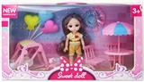 OBL824129 - 6-inch heavy body 5-joint 3d real eye little lori with balloon umbrella english gift box