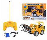 OBL833244 - 遥控特技灯光工程车（抓木机、5通带七彩灯、配带3.6V充电电池和USB充电线)