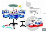OBL840763 - RED AND BLUE 2 COLOR FLASH VOICE CONTROL MUSIC JAZZ DRUM SET 5 DRUMS AND CHAIRS