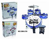 OBL840767 - RED AND BLUE 2 COLOR JAZZ DRUM SET 5 DRUM CHAIR.