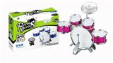 OBL840771 - ROSE RED GOLD, YELLOW AND BLUE 3 COLOR JAZZ DRUM SET 5 DRUM CHAIR.