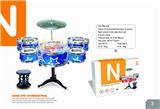 OBL840775 - RED AND BLUE 2-COLOR DOUBLE DRUM FACE LIGHT MUSIC VIBRATION JAZZ DRUM SET 5 DRUMS AND DOUBLE-SIDED CHAIR