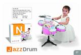 OBL840796 - BLACK AND PINK 2-COLOR DOUBLE DRUM FACE LIGHT MUSIC VIBRATION JAZZ DRUM SET 5 DRUMS AND DOUBLE-SIDED CHAIR