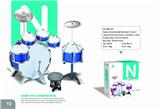 OBL840806 - ROSE BLUE 2-COLOR JAZZ DRUM SET 6 DRUM DOUBLE CYMBALS AND CHAIR