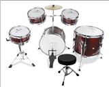 OBL840831 - WINE RED ELECTROPLATING ALLOY JAZZ DRUM SET 5 DRUMS AND CHAIRS