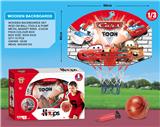 OBL841785 - HANGING IRON-FRAMED WOODEN CAR GENERAL MOBILIZATION BASKETBALL BOARD.