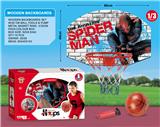 OBL841786 - HANGING IRON-FRAMED WOODEN SPIDER-MAN BASKETBALL BOARD.